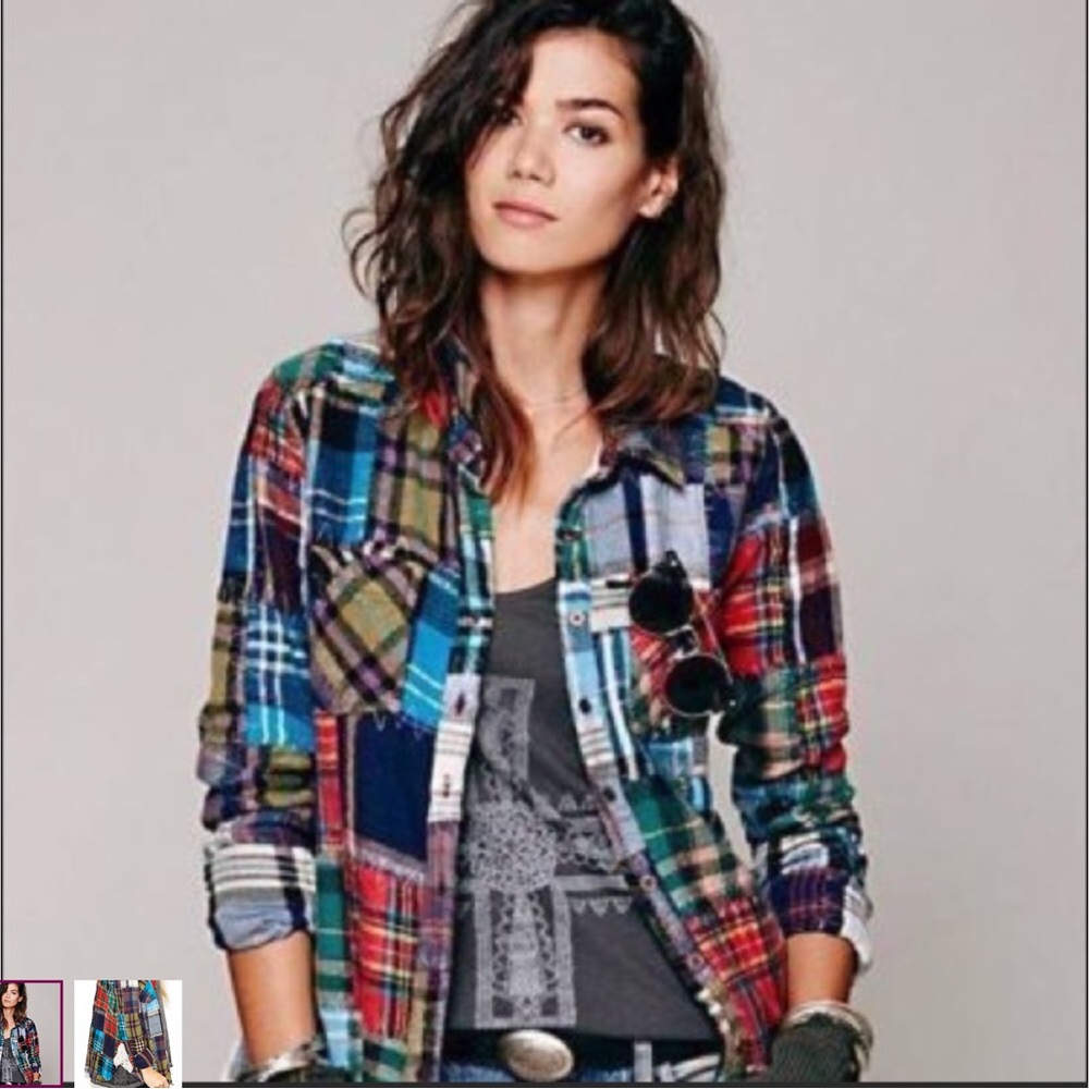 Free People Lost in Plaid flannel button down